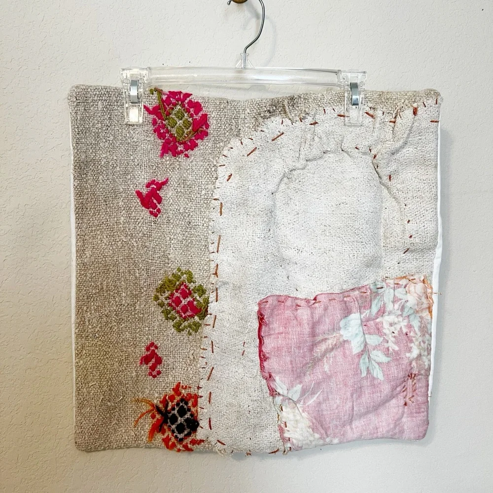 Anthropologie  Patchwork Textile Pillow Case